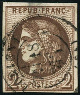 Oblit. N°40Bc 2c Chocolat Foncé, R2 Infime Pelurage Au Verso - B - 1870 Emissione Di Bordeaux