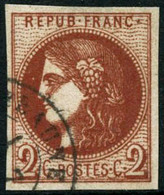 Oblit. N°40Bf 2c Rouge-brique Foncé, Infime Pelurage Signé Calves - B - 1870 Emissione Di Bordeaux