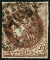 Oblit. N°40Bg 2c Chocolat, R2 Signé Calves - B - 1870 Emissione Di Bordeaux