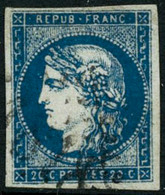 Oblit. N°44Aa 20c Bleu Foncé, Type I R1 - TB - 1870 Emissione Di Bordeaux