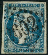 Oblit. N°44B 20c Bleu, Type I R2 - TB - 1870 Emissione Di Bordeaux