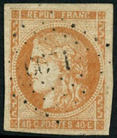 Oblit. N°48b 40c Jaune Citron, RARE - TB - 1870 Emissione Di Bordeaux