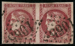 Oblit. N°49 80c Rose, Paire - TB - 1870 Emissione Di Bordeaux