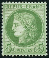 ** N°53 5c Vert-jaune S/azuré, Pièce De Luxe - TB - 1871-1875 Ceres