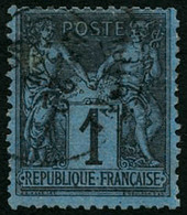 Oblit. N°84 1c Noir S/bleu De Prusse, Qualité Standard - B - 1876-1878 Sage (Tipo I)