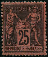 ** N°91 25c Noir S/rouge, Pièce De Luxe - TB - 1876-1878 Sage (Tipo I)
