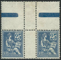** N°114 25c Bleu, Paire Avec Haut De Feuille - TB - 1871-1875 Ceres