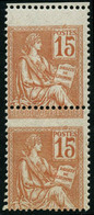 ** N°117 15c Orange, Paire Verticale, Piquage à Cheval - TB - 1871-1875 Ceres