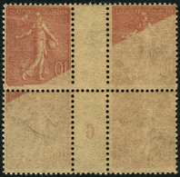 ** N°129c 10c Rose, Bloc De 4 Mill 6 Recto-verso Partiel Sur 3 Timbres - TB - 1871-1875 Ceres