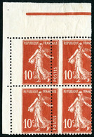 ** N°138 10c Rouge, Bloc De 4 Spectaculaire Piquage à Cheval, Petit Pli De Gomme Sur Un Ex , Rare - TB - 1871-1875 Ceres