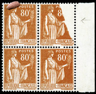 ** N°366 80c Orange, Bloc De 4 Superbe Variété D'impression - TB - 1871-1875 Ceres