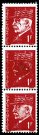 ** N°514 1F Rouge, Bande De 3 Verticale, Superbe Variété D'impression (visage Maculé) - TB - 1871-1875 Ceres