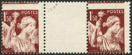 * N°652 1F50 Brun Rouge, Paire Avec Pont, Variété De Piquage Impression Défectueuse - TB - 1871-1875 Ceres