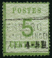 Oblit. N°4b 5c Vert-jaune, Burelage Renversé Froissure Horizontale, Signé Brun - B - Altri & Non Classificati