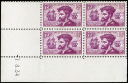 ** N°296 75c Lilas, Bloc De 4 CD 7/8/34 - TB - Altri & Non Classificati