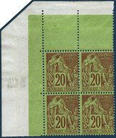 ** N°52 20c Brique S/vert, Bloc De 4 CDF - TB - Other & Unclassified