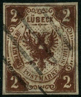 Oblit. N°4a 2 1/2s Brun (erreur) Infime Pelurage - B - Luebeck