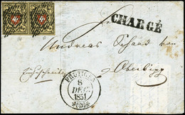 Lettre N°15 X 2 Paire Du 10r Jaune Noir Et Rouge Sur Devant De Lettre De Frutigen Du 8/12/1851 - TB - Altri & Non Classificati