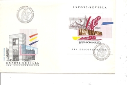 Exposition De Séville -1992 ( FDC De Roumanie De 1992 Avec BF à Voir) - 1992 – Sevilla (Spanje)