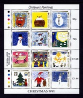 GUERNSEY - 1991 CHRISTMAS CHILDREN'S PAINTINGS SHEETLET (12V) SG 540a FINE MNH ** - Guernsey
