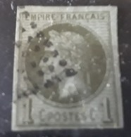 Colonies Générales, 1871 , Type Empire Laure Napoleon III, YVERT N O 7, 1 C Vert Olive,obl Losange De Points Tb Cote 90 - Napoleon III