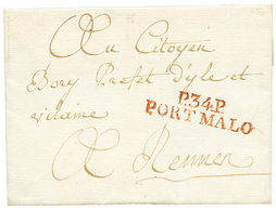 11 "ST MALO" : An 8 P.34.P PORT MALO (48 X 12) Rouge. Luxe. - 1801-1848: Précurseurs XIX