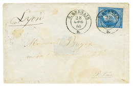 52 1860 20c(n°14) Pd Obl. Cachet Sarde S.GERVAIS Sur Enveloppe Pour LYON. RARE. Cote 3000€. Signé BOLAFFI. TTB. - Vide