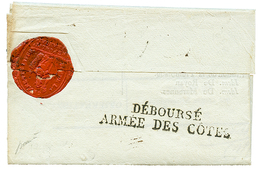 72 An 2 DEBOURSE ARMEE DES COTES Au Verso D'une Lettre Avec Texte Daté "XANTES (ci Devant SAINTES). RARE. Superbe. - Bolli Militari (ante 1900)