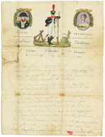 74 1813 Lettre Illustrée écrite De COURBEVOIE Le 15 Juin 1813 Ornée D'une Vignette Centrale Avec Portrait De L' EMPEREUR - Legerstempels (voor 1900)