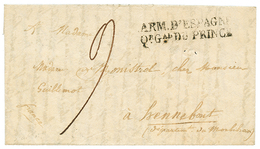 77 1823 Cachet Rarissime ARM. D' ESPAGNE / Qr Gal DU PRINE Sur Lettre Avec Texte Daté "VITORIA 17 Avril 1823" Pour La FR - Bolli Militari (ante 1900)