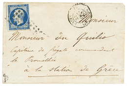 78 "ARMEE D' ORIENT - Escale Du PIREE (GRECE)" : 1855 20c(n°14) Obl. Rouleau De GROS POINTS Sur Enveloppe De PARIS Pour  - Bolli Militari (ante 1900)