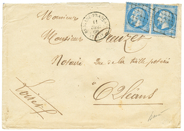 87 BRIGADE FRANCAISE D' ITALIE - Double Port : 1866 Paire 20c(n°22) Obl. GRILLE + BRIGADE FRANCAISE ITALIE Sur Enveloppe - Army Postmarks (before 1900)