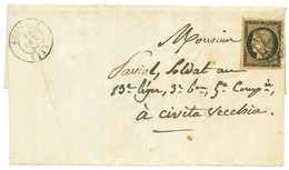 88 "20c Noir Pour Le CORPS EXPEDITIONNAIRE D' ITALIE" : 1850 20c Noir(n°3) TTB Margé Obl. Grille + T.15 SOUILLAC 10 Oct  - Army Postmarks (before 1900)