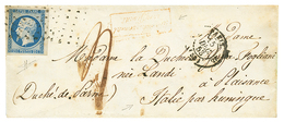 91 1853 25c REPUBLIQUE (n°10) TTB Margé Obl. ROULEAU DE GROS POINTS + Taxe 4 Sur Enveloppe INSUFF. AFFRANCHIE De PARIS P - 1852 Louis-Napoléon