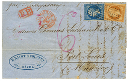 95 "Tarif BATIMENT De COMMERCE Pour L' ILE MAURICE" : 1860 20c(n°14) Filet Effleuré Mais Intact + 10c(n°13) TTB Margé Ob - 1853-1860 Napoleon III