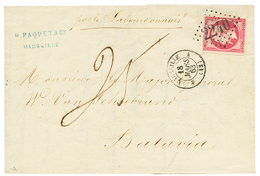 101 "Destination INDES NEERLANDAISES" : 1863 80c(n°17) TB Margé Obl. GC 2240 + MARSEILLE + Taxe "25" Sur Lettre Pour BAT - 1853-1860 Napoléon III.