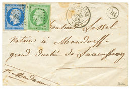 102 "Affrt à 25c Pour Le LUXEMBOURG" : 1858 5c(n°20) Bord De Feuille + 20c(n°14) Obl. PC + T.15 THIONVILLE Sur Enveloppe - 1853-1860 Napoléon III.