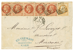 108 "Variété BOULE Sous Le COU" : 1868 2c Lauré Bande De 5 Avec 2 Exemplaires (1 Ex. Défectueux) Présentant La Variété " - 1863-1870 Napoléon III Con Laureles