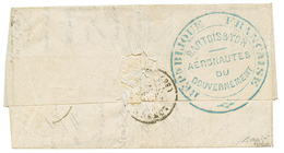 124 Cachet Bleu Des AEROSTIERS "DARTOIS Et YON" Au Verso D'une Lettre Par BALLON MONTE Avec 20c(n°37) Obl. Ambulant A.P  - Oorlog 1870
