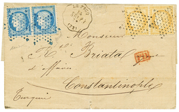 133 POSTE FERROVIAIRE : 1873 Paire 25c CERES Obl. Etoile De PARIS En BLEU (rare) + Paire 15c CERES Obl. Etoile De PARIS  - 1871-1875 Ceres