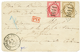 140 1874 CERES 80c + 30c Obl. GC 1611 + T.17 GAILLAC-DU-TARN Sur Enveloppe Par VOIE De BRINDISI Pour NOUMEA. Arrivée Au  - 1871-1875 Ceres