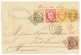 142 1875 CERES 10c + 30c+ 40c(x2) + 80c Sur Lettre De MARSEILLE Pour L' ILE MAURICE. Superbe Tricolore. - 1871-1875 Cérès