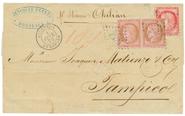 144 1875 CERES 10c(x2) + 80c Obl. GC 532 + BORDEAUX ETRANGER Sur Lettre Pour TAMPICO ( MEXIQUE ). TB. - 1871-1875 Ceres