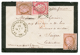 149 POSTE FERROVIAIRE : 1877 CERES 10c(x2) + 80c Obl. Etoile + Convoyeur LA VARENNE-ST HILAIRE/la.VP Sur Enveloppe Pour  - 1871-1875 Ceres