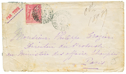 155 POSTE PNEUMATIQUE : 1898 50c SAGE Obl. PARIS + "PAR TUBE" Sur Enveloppe(pd) Avec Texte Pour PARIS. PRECURSEUR RARE.  - 1876-1878 Sage (Tipo I)