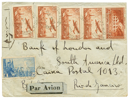 157 1936 20F PONT DU GARD + PA 3F50(n°13)x4 + 1F50 Bsur Lettre PAR AVION Pour Le BRESIL. TB. - Lettres & Documents