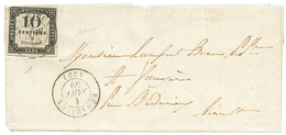 158 "1 JANVIER 1859 = 1er JOUR D' Utilisation D' Un TIMBRE-TAXE" : 1859 T.15 BEDARIEUX 1 JANV. 59 + 10c TAXE(n°1) Pd Obl - Autres & Non Classés