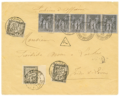 165 1890 SAGE 1c Bande De 5 + TAXE 5c(n°14) + 10c(n°15)x2 Sur Env. Pour LOCHES. TTB. - Sonstige & Ohne Zuordnung