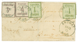 177 ALSACE-LORRAINE : 1871 1c(x2) + 4c(x2) Obl. BRUMAT Sur Lettre Avec Texte Pour BOURGVILLER. RARE. TTB. - Andere & Zonder Classificatie