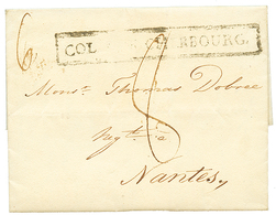 181 1818 COL. PAR CHERBOURG Encadré Sur Lettre Avec Texte De GUERNESEY Pour NANTES. RARE. TB. - 1701-1800: Vorläufer XVIII